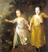 Thomas Gainsborough The Painter Daughters Chasing a Butterfly USA oil painting reproduction